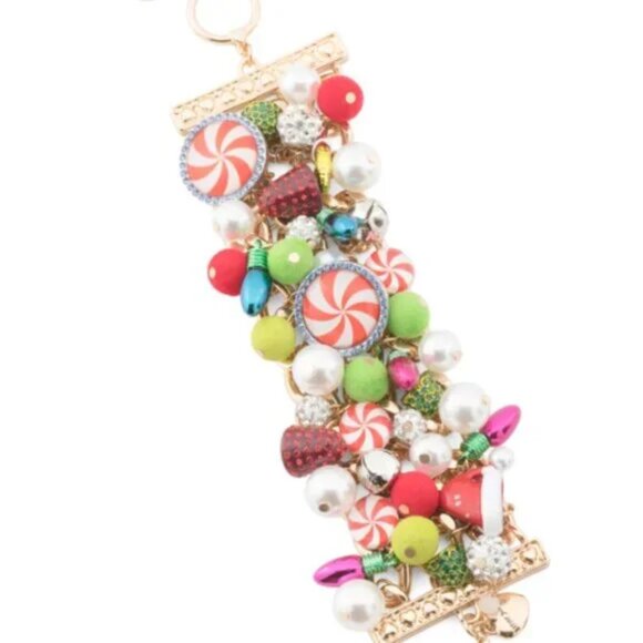 Betsey Johnson Holiday Peppermint Candy Statement Bracelet NWT